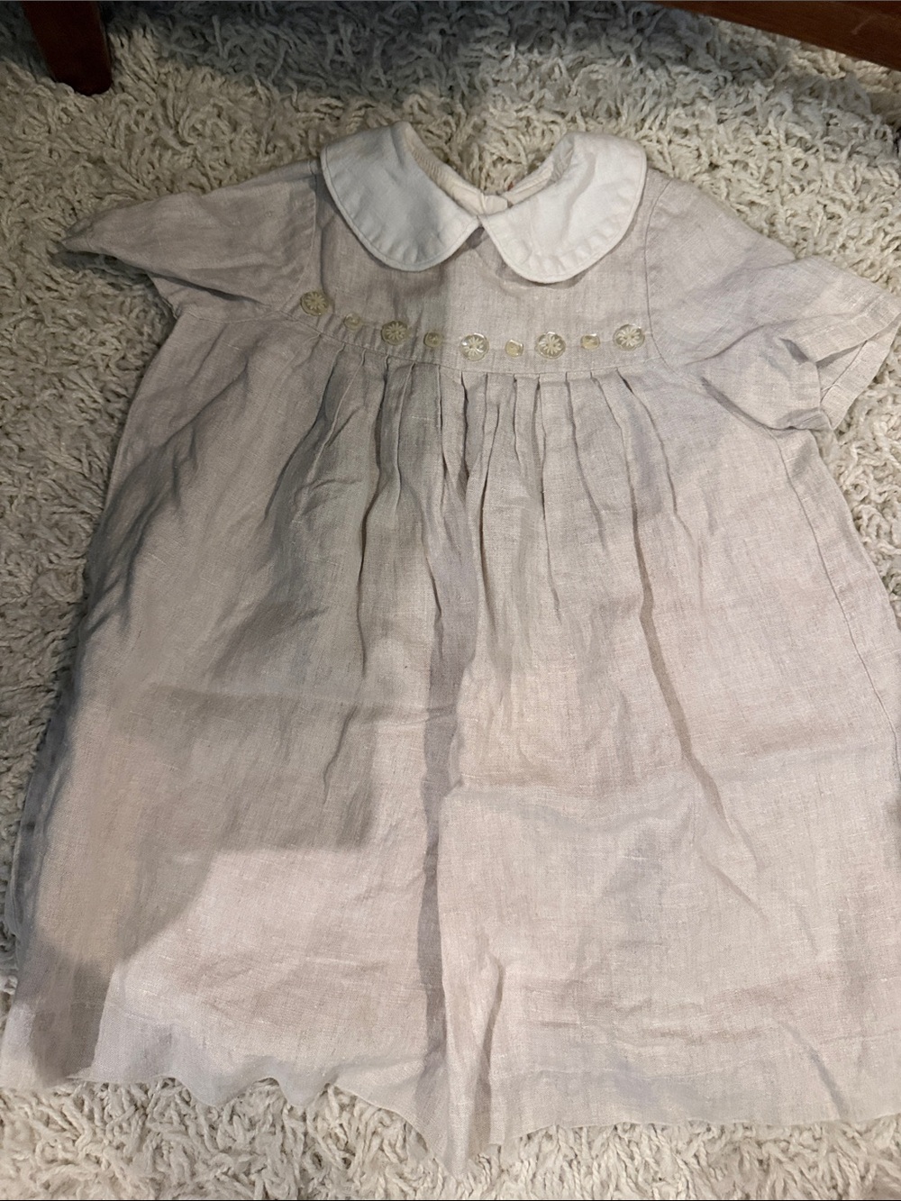 Classic Peter Pan Collar Dress in Light Beige